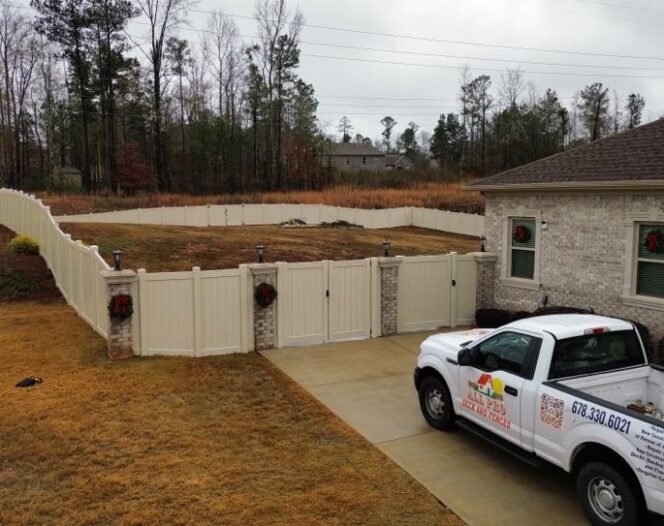 Vinyl fence installation in Dacula, Georgia